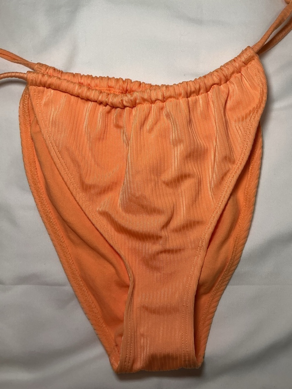 Orange Ribbed Tie-Side Bikini Set - Women Intimates & Sleepwear - Picture 4 of 8